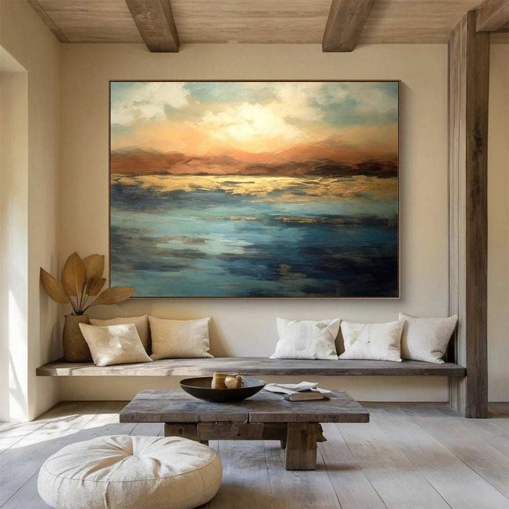 sunset golden abstract painting design 6